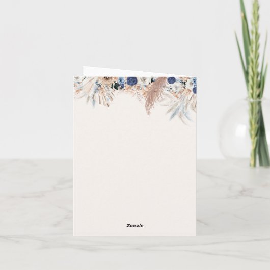 Boho Balloons, getrocknete Pampas - blau, braun, n Dankeskarte (Rückseite)