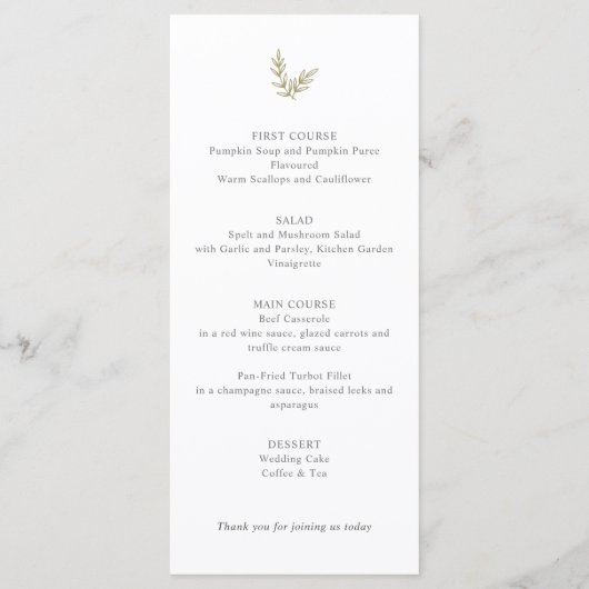 Boho Bamboo Botanischer Leaf Soft Eleganter Garten Menükarte (Rückseite)