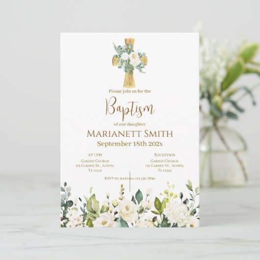 Boho Baptism  Einladung (Stehend Vorderseite)