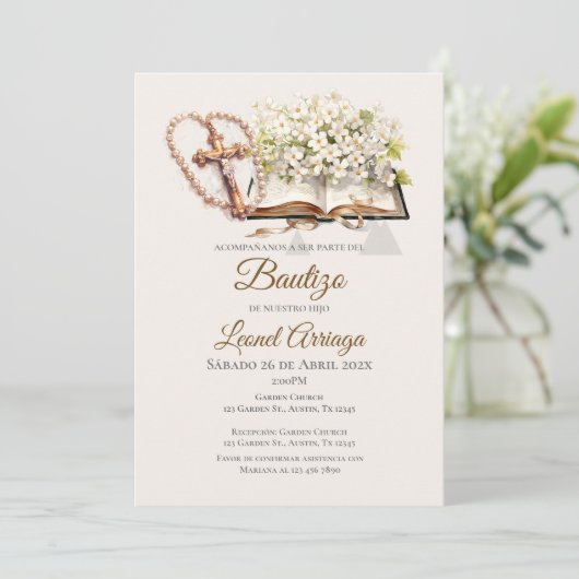 Boho Baptism Einladung (Stehend Vorderseite)