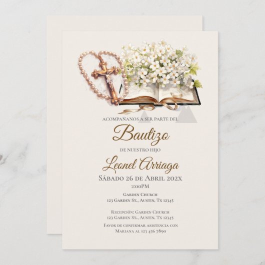  Boho Baptism  Einladung (Vorne/Hinten)