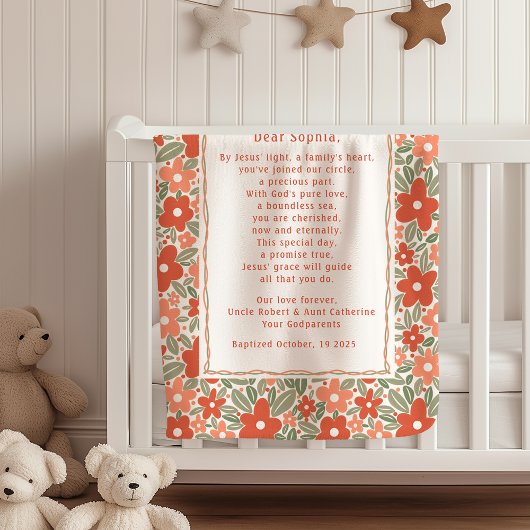Boho Baptism Gift Personal Prayer Fleece Blanket