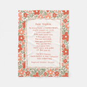 Boho Baptism Gift Personal Prayer Fleece Blanket  (Vorderseite)