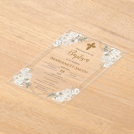 Boho Baptisse Acryleinladungen (Ablage )