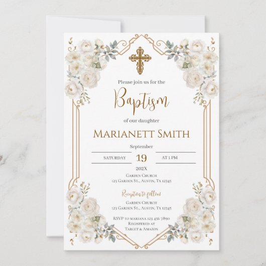 Boho Baptisse Einladung (Vorderseite)