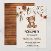 Boho-Bär-Shower-Picknick-Einladung Einladung (Vorne/Hinten)