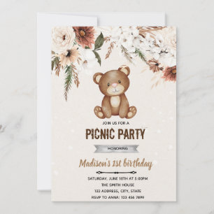Boho-Bär-Shower-Picknick-Einladung Einladung