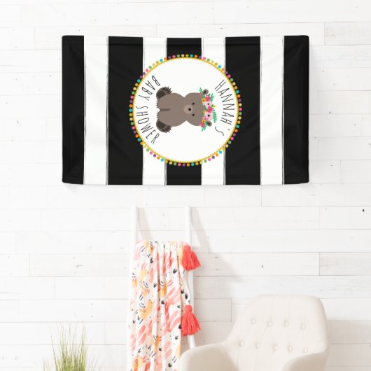 Boho Bär Stripes Babyparty-Fahne Banner (Insitu)