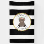 Boho Bär Stripes Babyparty-Fahne Banner (Vertikal)