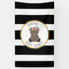 Boho Bär Stripes Babyparty-Fahne Banner