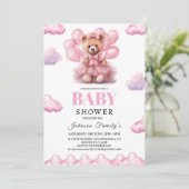 Boho Bären Baby Pink Babydusche Einladung (Stehend Vorderseite)