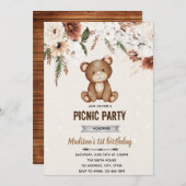 Boho Bären Dusche Einladung (Vorne/Hinten)