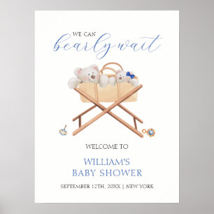 Boho-Bären-Kinderwiege-Spielzeug-Junge-Baby-Shower Poster