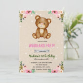 Boho Bären Walddusche Einladung (Stehend Vorderseite)