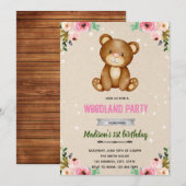 Boho Bären Walddusche Einladung (Vorne/Hinten)