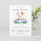 Boho Barn Calf Cow Baby Dusche Einladung (Stehend Vorderseite)