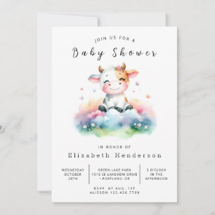 Boho Barn Calf Cow Baby Dusche Einladung