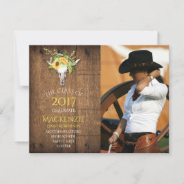 Boho Barnwood Sunflowers Skull Foto Abschluss Ankündigung