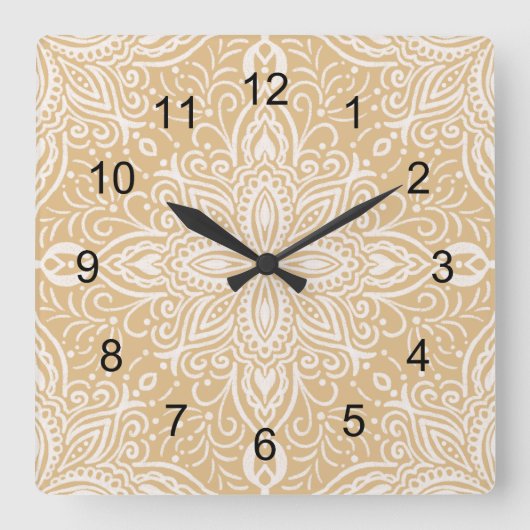 Boho Barrett Quadratische Wanduhr (Vorderseite)
