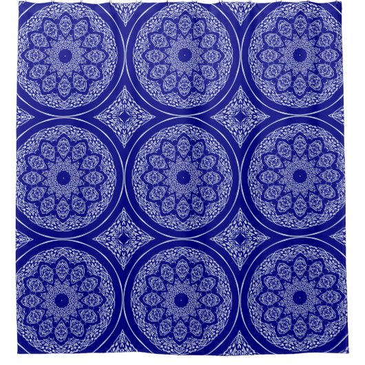 Boho Basar, Mischung u. Match-Kobalt-Muster Duschvorhang (Vorderseite)