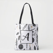 Boho Basic Black and White Tote Bag Tasche (Vorderseite)