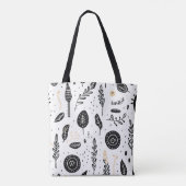 Boho Basic Black and White Tote Bag Tasche (Rückseite)