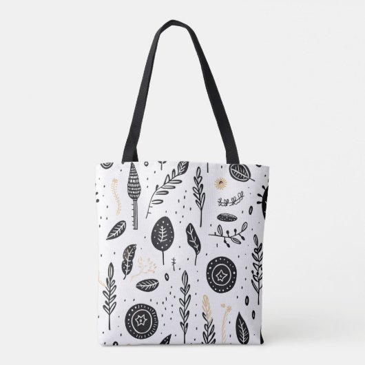 Boho Basic Black and White Tote Bag Tasche (Rückseite)