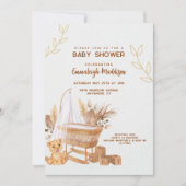 Boho Bassinet Kinderzimmer Babydusche Einladung (Vorderseite)