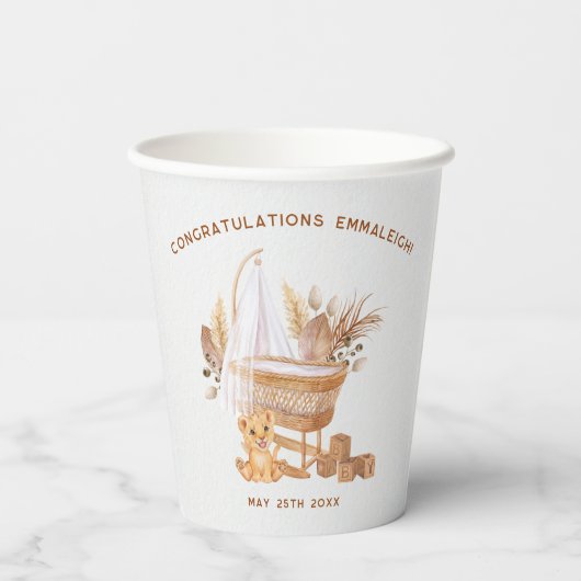 Boho Bassinet Kinderzimmer Babydusche Pappbecher (Rückseite)