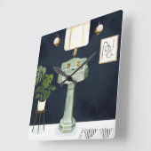 Boho Bath Sinks II Quadratische Wanduhr (Winkel)