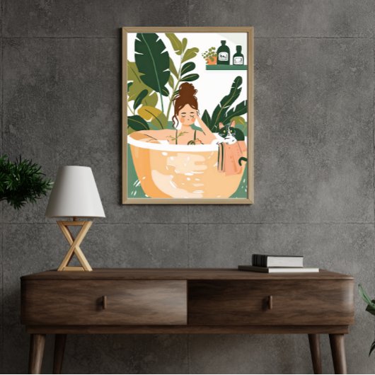 Boho Bathtub Oasis Fotodruck