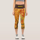 Boho Batik Earth Tones Design Capri Leggings (Vorderseite)