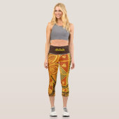 Boho Batik Earth Tones Design Capri Leggings (Vorderseite)