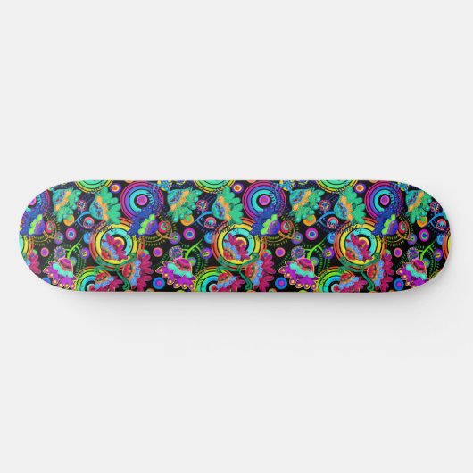 Boho Batik Floral Vibes Skateboard (Horizontal)