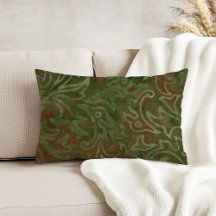 Boho Batik Green und Rust Foliage Muster