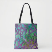 Boho Batik Lila Green Abstrakt Leaf Muster Tasche (Vorderseite)