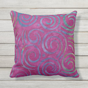 Boho Batik Magenta Lila Wirbel Muster Kissen