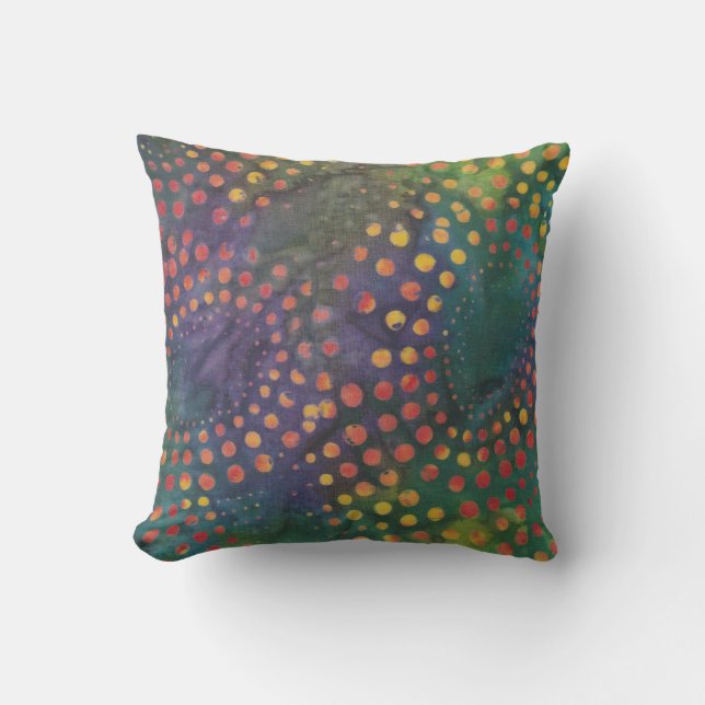 Boho Batik Rainbow Dots Muster Lila grün Kissen (Vorderseite)