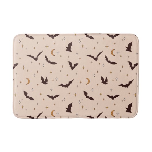 Boho Bats and Stars Halloween Pattern Badematte (Vorderseite)