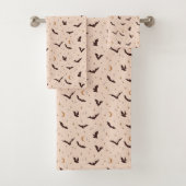 Boho Bats and Stars Halloween Pattern Badhandtuch Set (Insitu)