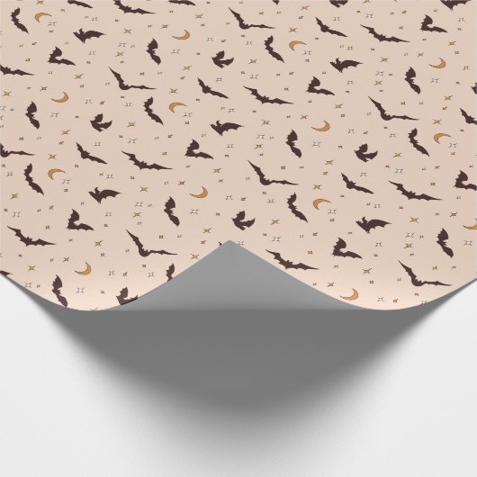 Boho Bats and Stars Halloween Pattern Geschenkpapier (Ecke)