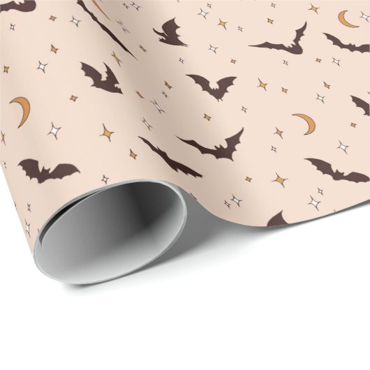 Boho Bats and Stars Halloween Pattern Geschenkpapier (Rolleneckpunkt)