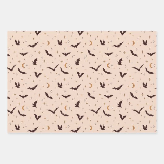 Boho Bats and Stars Halloween Pattern Geschenkpapier Set (Vorderseite 2)