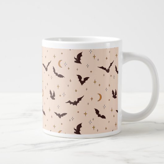 Boho Bats and Stars Halloween Pattern Jumbo-Tasse (Rechts)