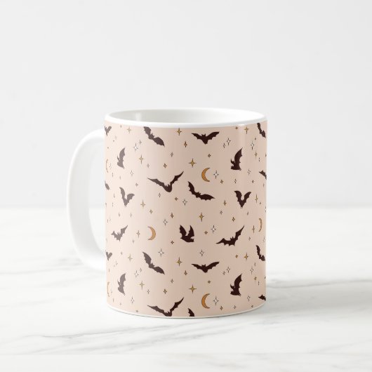 Boho Bats and Stars Halloween Pattern Kaffeetasse (Vorderseite Links)