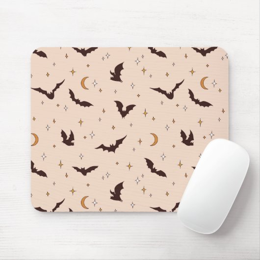 Boho Bats and Stars Halloween Pattern Mousepad (Mit Mouse)
