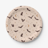Boho Bats and Stars Halloween Pattern Pappteller (Vorderseite)