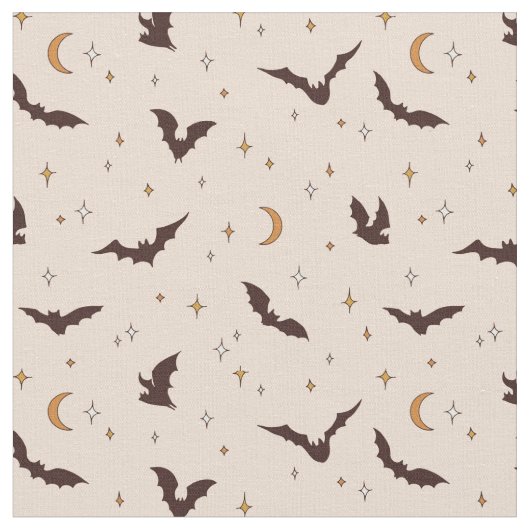 Boho Bats and Stars Halloween Pattern Stoff (Nahaufnahme)