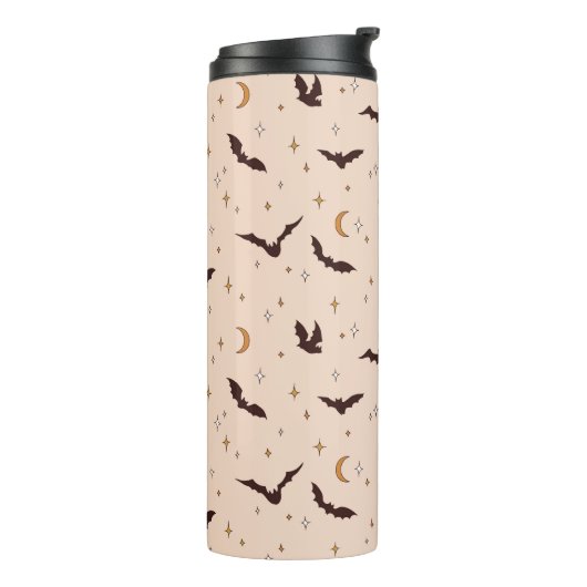 Boho Bats and Stars Halloween Pattern Thermosbecher (Nach links gedreht)