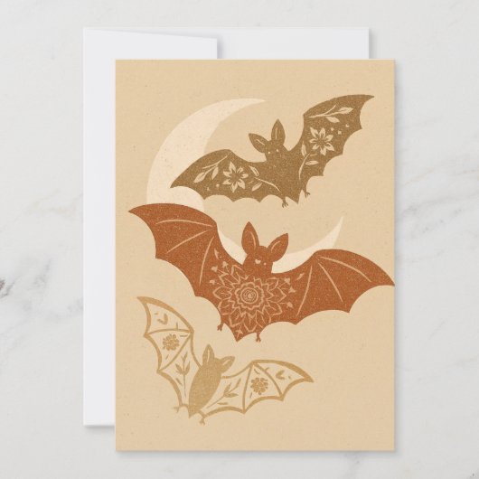 Boho Bats Halloween Einladung (Vorderseite)
